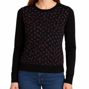 Diane Von Furstenberg Black Sweater with Pink Floral Design